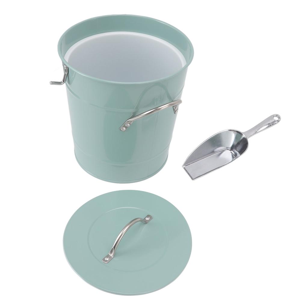 Round Ice Bucket Multipurpose Safe Galvanized Ice Buckets with Lid and Ice Shovel for Bar Restaurant Party Blue