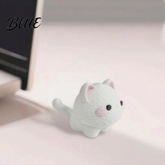Декоративная статуэтка котенка, Мини-фигурка кошки, напечатанная на 3D-принтере, Мультяшная белая статуэтка, Современный орнамент, Скульптура животного для украшения стола, Подарок питомцу