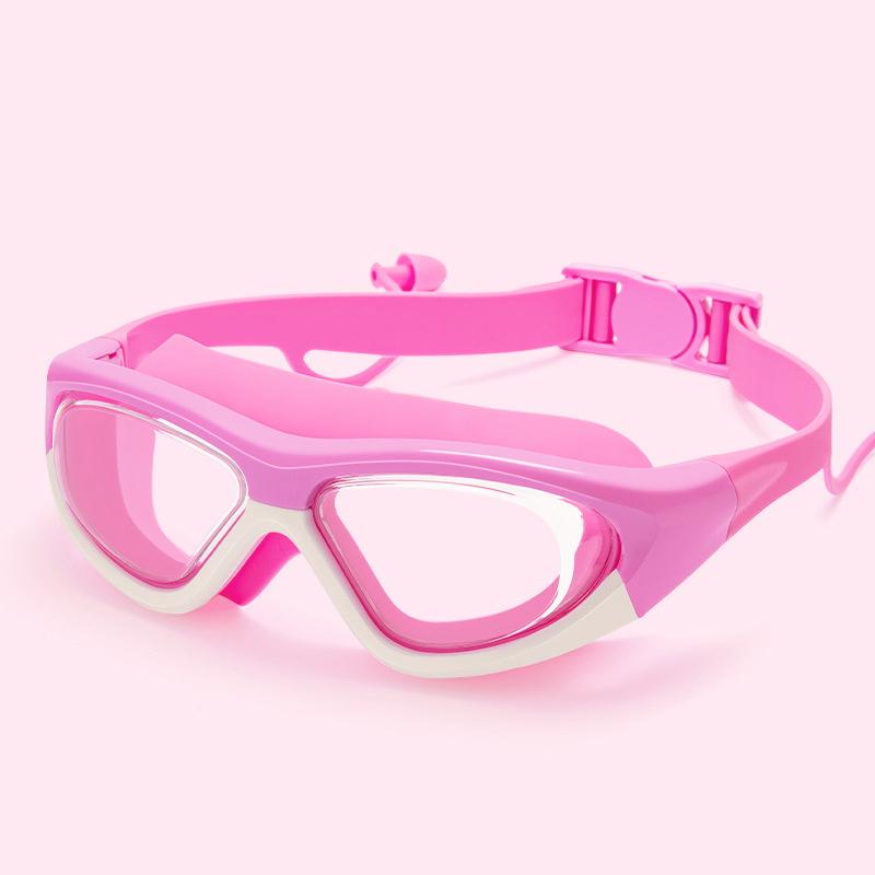 Waterproof Children's Swimming Goggles High-definition Anti-fog Wide-angle Large Frame Seal Wearing Earplugs Goggles for Kids2