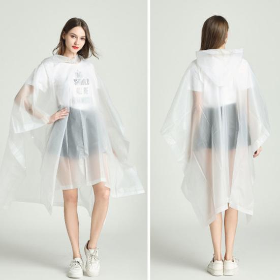 Прозрачный плащ из ЭВА с капюшоном для взрослых, унисекс, пончо средней длины с кнопками, водонепроницаемые ветрозащитные походные плащи для мужчин и женщин