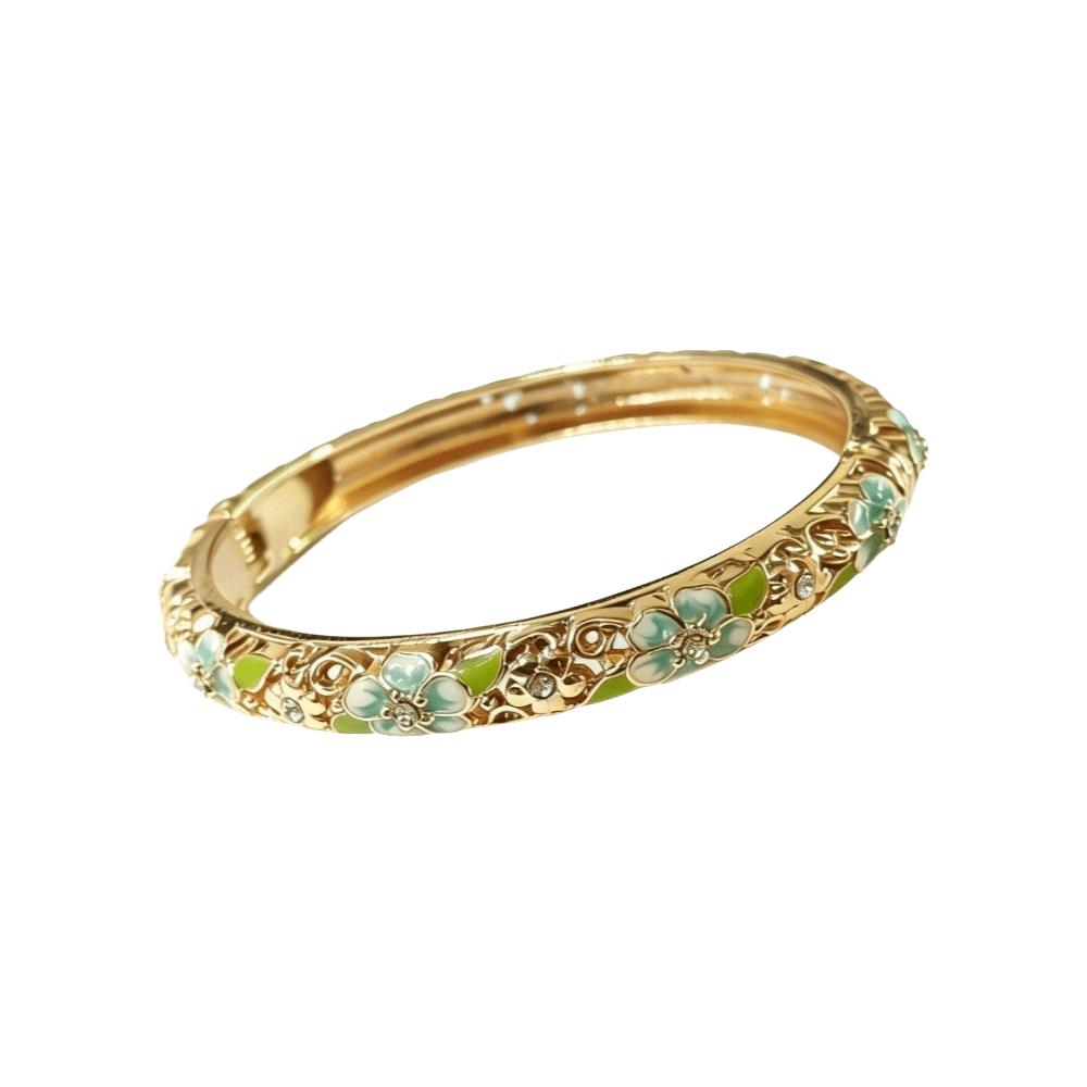 Colorful Vintage Cloisonne Bangle Traditional Enamel Bangle Openwork Engraving Flower Bangle Women