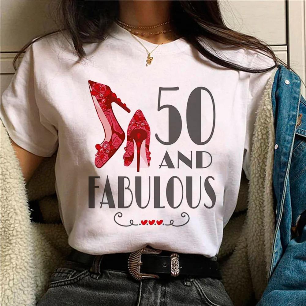 50 Ans 50th Years Birthday футболки женские японские смешные графические футболки девушка манга дизайнер одежда 2000-х