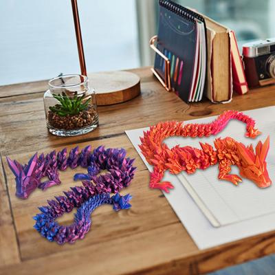 5 шт. 3D-печатный кристальный дракон, шарнирный дракон, игрушка-антистресс, гибкие суставы, фигурка дракона, подарок на день рождения для мальчиков