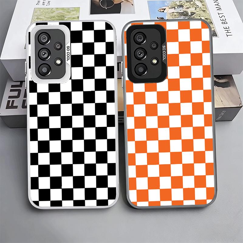 Retro Classic Chess Board Grid Shockproof Phone Case for Samsung A17 A16 A15 A14 A37 A57 A36 A56 A26 A35 A55 A25 A34 A54 A24 A13