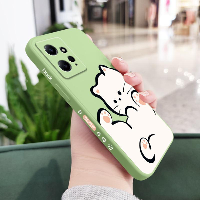 Чехол для телефона «Белое облако и кот» для Xiaomi Redmi Note 14 13 12 12S 11 11S 10 10T 10S 9 9S 8 7 Pro Plus 4G 5G Жидкий силиконовый чехол