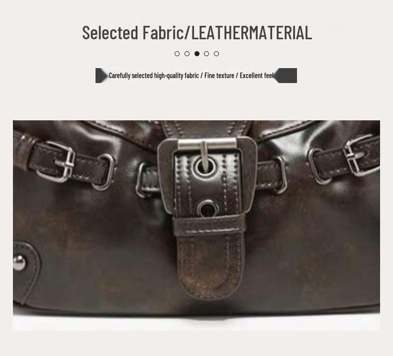 Deep Brown Retro Motorcycle Leather Underarm Shoulder Bag for Women