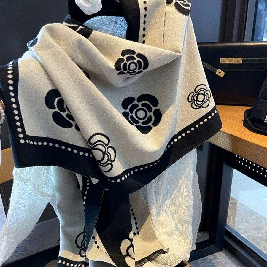 Женский универсальный зимний шарф, мягкая шаль из искусственного кашемира, утолщенная для тепла, двойное назначение: накидка на шею и плечи