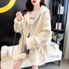Hooded Fake Two-piece Cardigan Medium and Long New Autumn and Winter Wear Loose and Lazy Plus Size Knitted Sweater Jacket Sweater Women