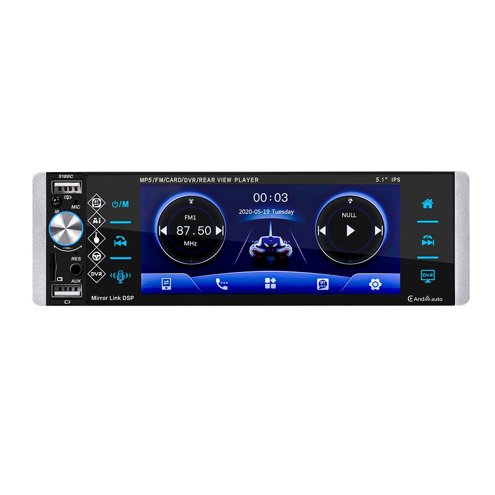 Single Din Car Stereo MP5 Player 5.1Inch Touchscreen Car Audio Radio Compatible with Bluetooth TF USB Frequency Modulation