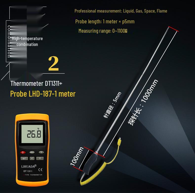K-Type Digital Thermocouple Thermometer with Probe - High-Precision Industrial Temperature Meter.