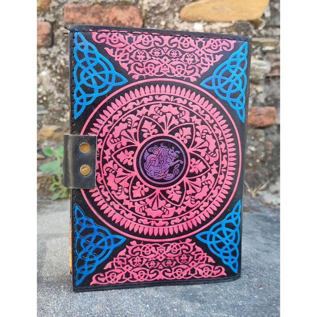 Mother Of Earth Leather Journal, Embossed Diary, Tree Of Life, Earth, Goddess, Deckle Edge Papers, Spiritual, Colorful, Book Of Shadows,Gift