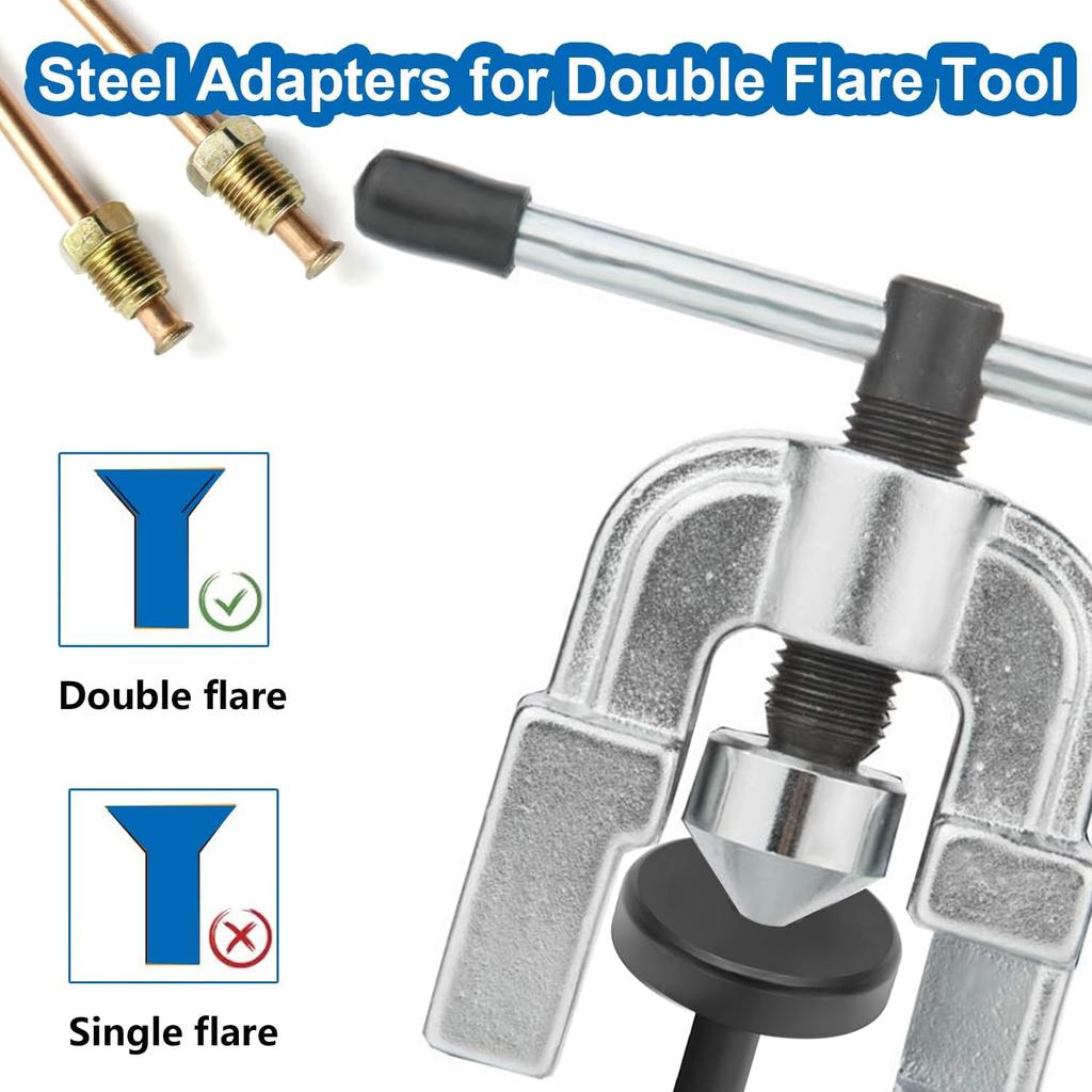 smseace 6Pcs 3/16 Inch+1/4 Inch Double Flare Adapter for 3/16Inch,1/4Inch Brake Lines 4pcs 3/16InchDouble Flare die,2pcs 1/4Inch Flare Tool Adapter