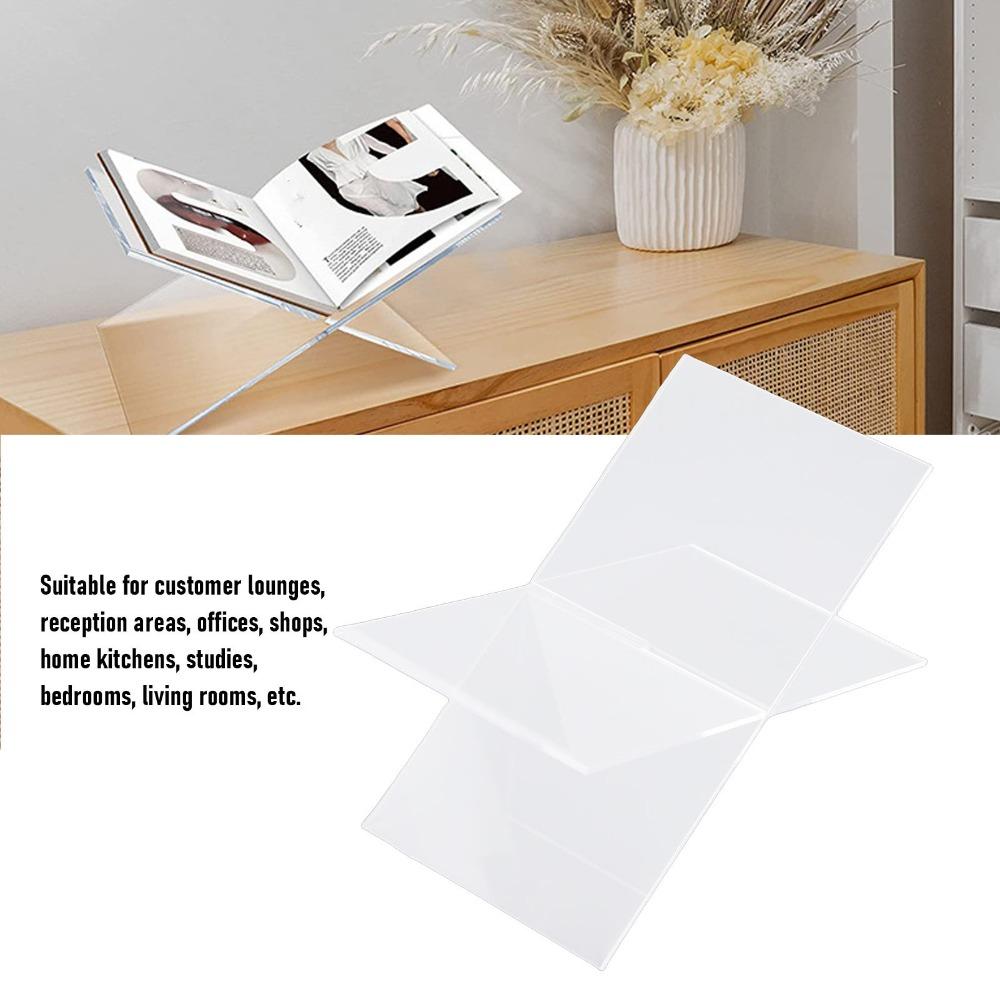 1set Portable Size Acrylic Book Stand Clear Acrylic Material Desktop Reading Rack Office Display