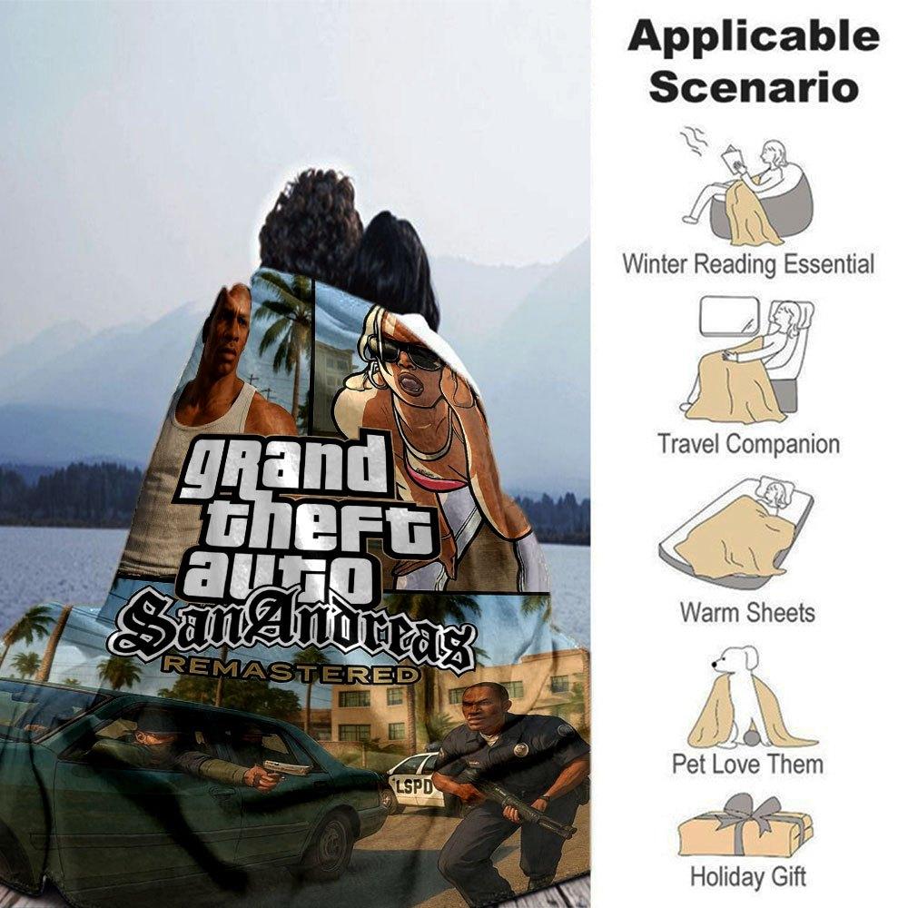 1 шт. Мягкое фланелевое одеяло Grand Theft Auto с дизайнерским принтом. Уютное одеяло для всех сезонов, идеально подходит для дивана, кровати, офиса