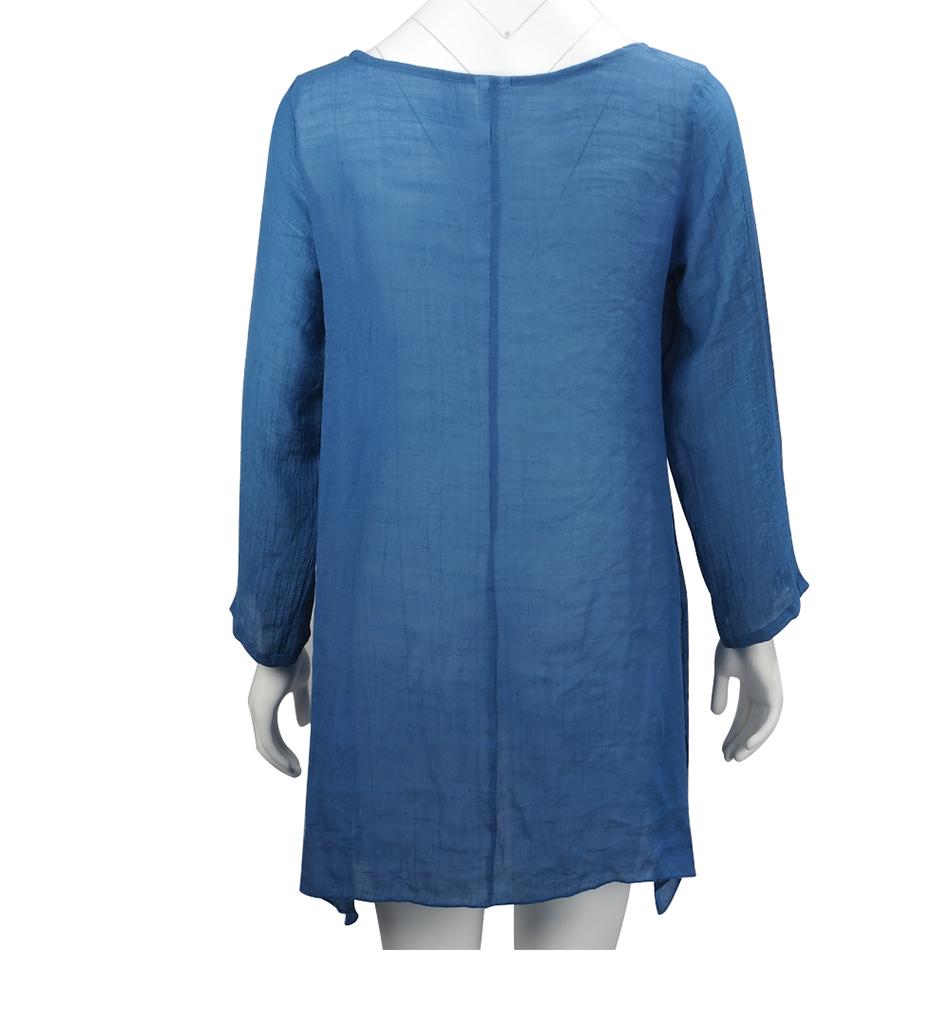 Хлопковая мягкая однотонная блузка, летняя свободная рубашка больших размеров, женские топы и блузки с круглым вырезом и длинными рукавами, аномалистическая повседневная женская туника