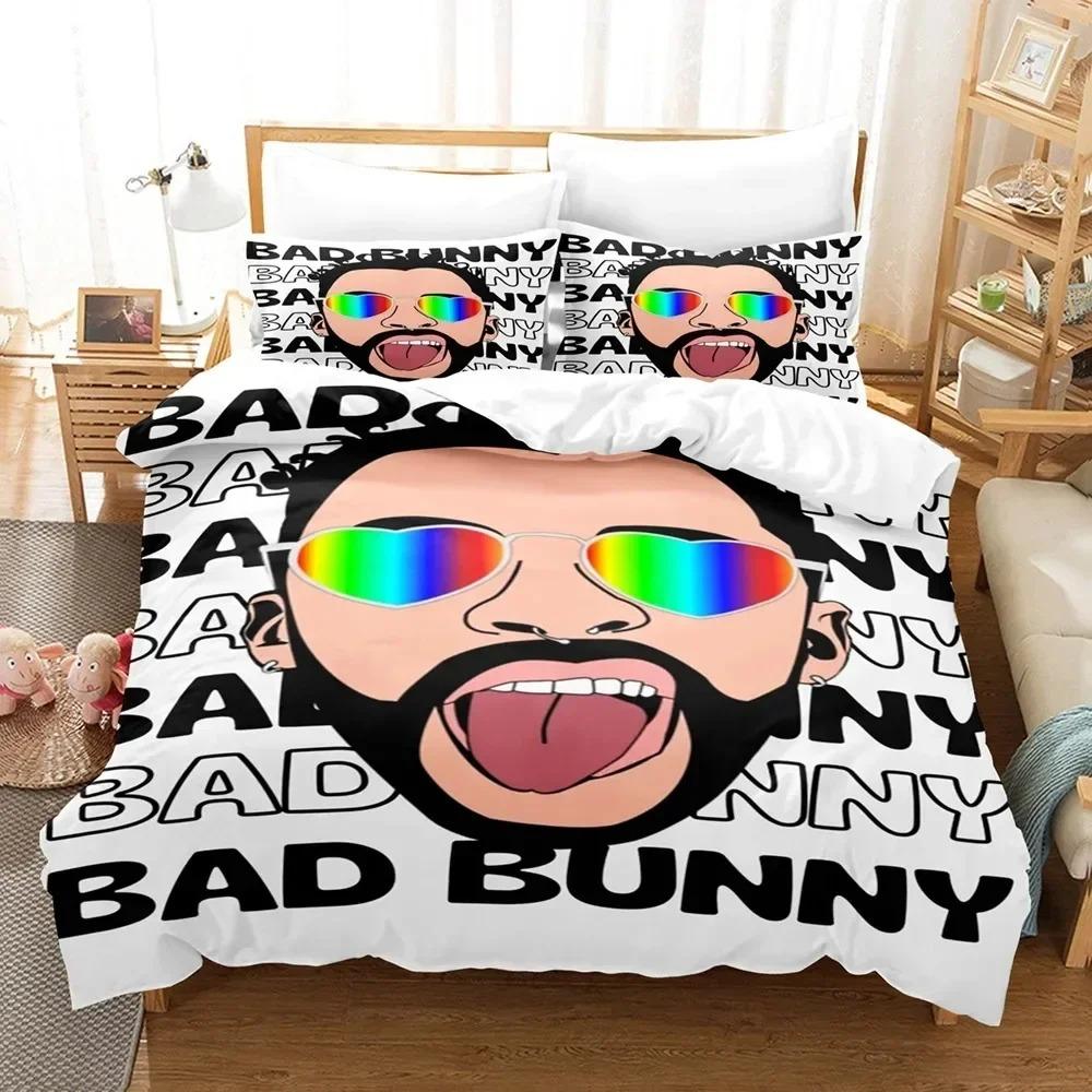 3D Печать Bad Bunny Un Verano Sin Ti Комплект пододеяльника Модная холщовая картина Комплект постельного белья Комплекты чехлов на одеяло размера Queen