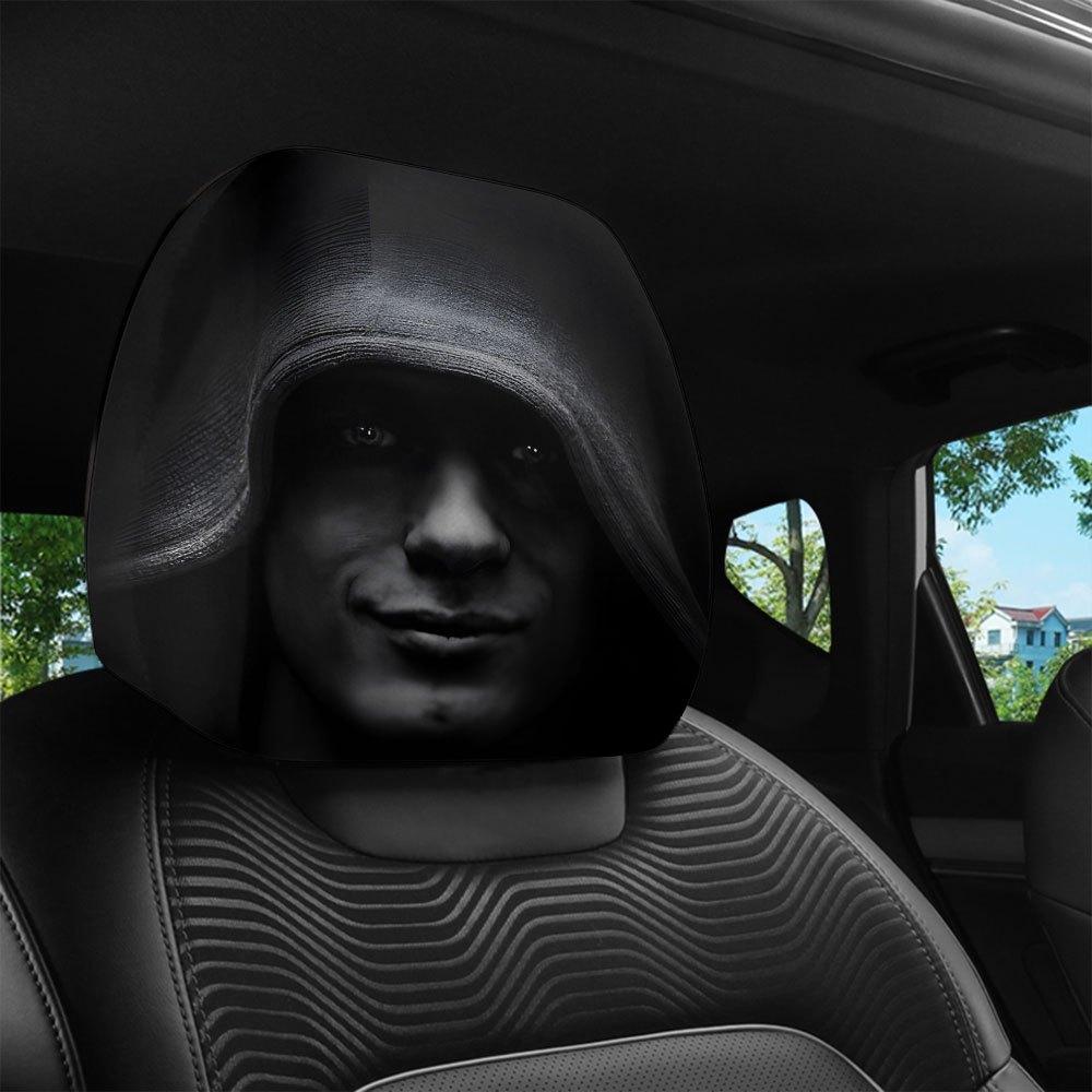 Dark Aesthetic Mysterious Portrait Car Headrest Covers Elastic Snug Fit Auto Interior Decor