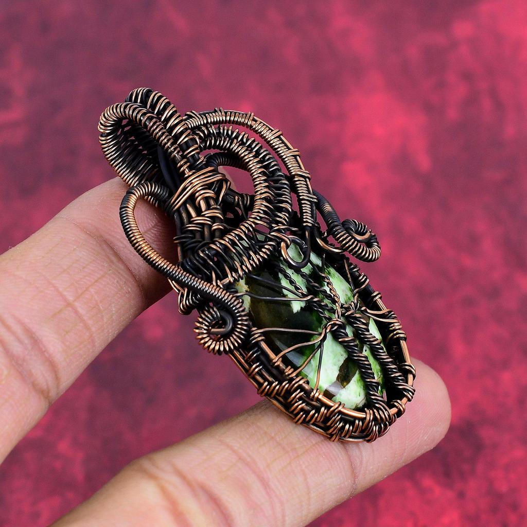 Tree of life australian chrome chalcedony pendant copper wire wrapped pendant gemstone pendant handmade pendant copper jewelry gifts for him