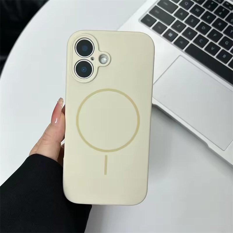 Ультратонкий силиконовый чехол для телефона Magsafe для iPhone 14 12 13 15 16 Pro Max Plus, сплошной матовый чехол для беспроводной зарядки