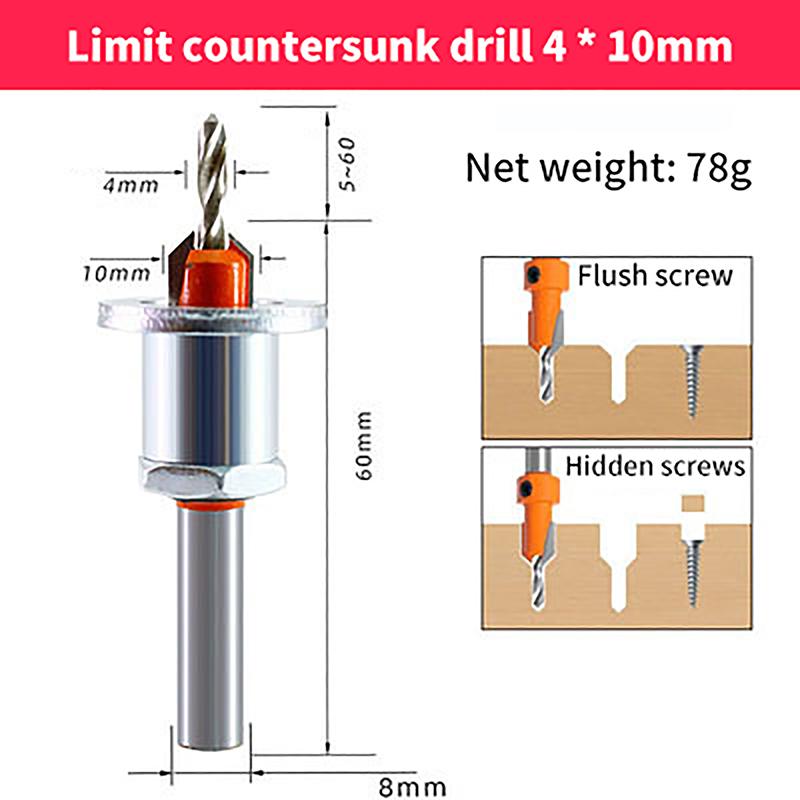 Регулируемая зенковка для деревообрабатывающего фрезера Ограничитель сердечника Сверла из сплава Сверление по дереву Фреза Винт