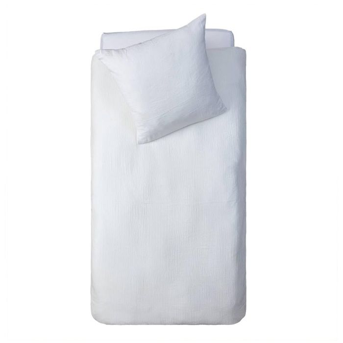 Housse de couette et taie - Gaze de coton - Blanc - 140x200 cm - 1 taie 63x63 cm - Lavable à 30°C
