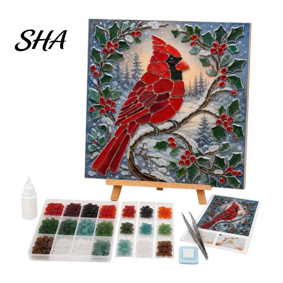 Decorative Craft Mosaic Pieces Christmas Lighthouse Art Kit for Adults, DIY Coastal with Festive Room Decor Colorful Acrylic Pieces, Decoration