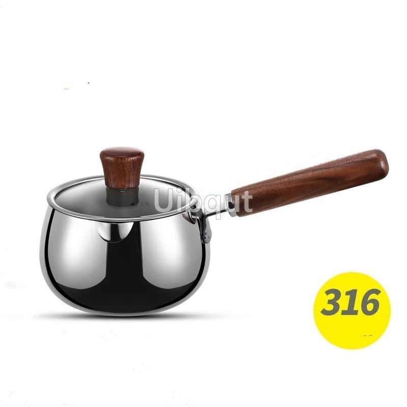 316 Stainless Steel Milk Saucepan with Lid Round Pasta Pot Cookware Stockpot Stovepot for Hotel Camping Restaurant 12 14cm