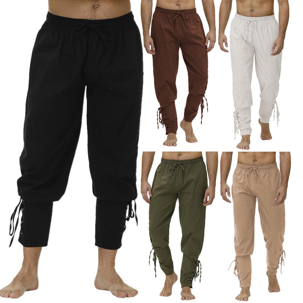 Men's Casual Strappy Skinny Pants For Drama Performances Solid Color Trousers
