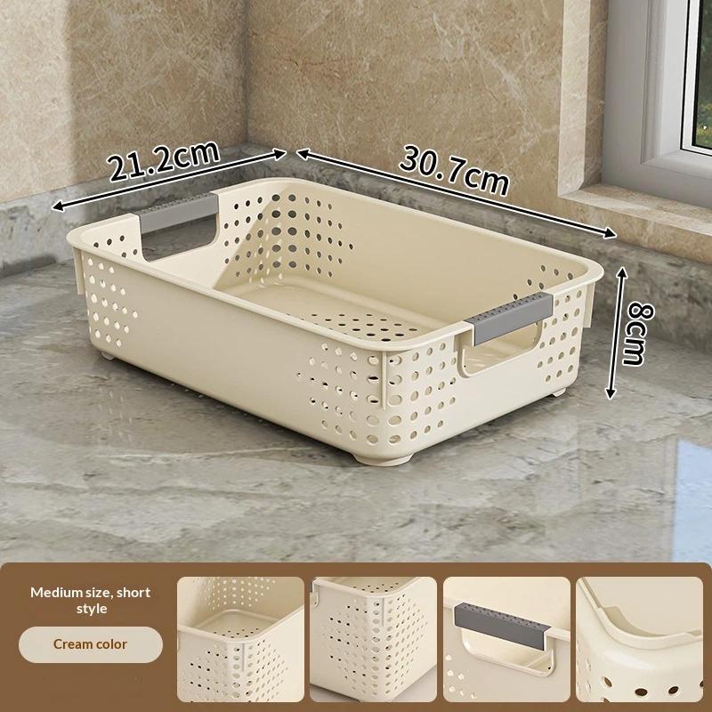 Stackable Vented Organizer Baskets Multi Size with Handles for Efficient Office Supplies Storage