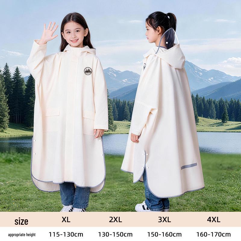 Children's Plus Size Thick Rain Poncho - Durable, Full-Length, Cape-Style for Primary & Secondary School Students
