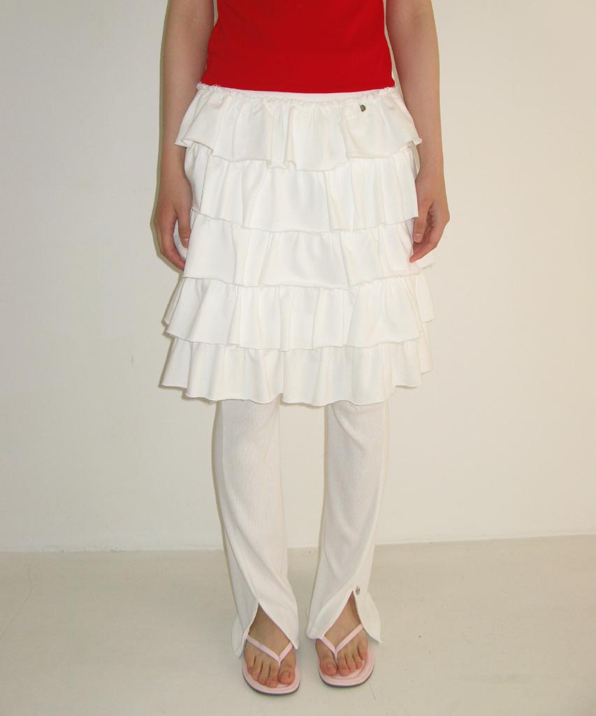 Ronron Cancan Tiered Midi Skirt White