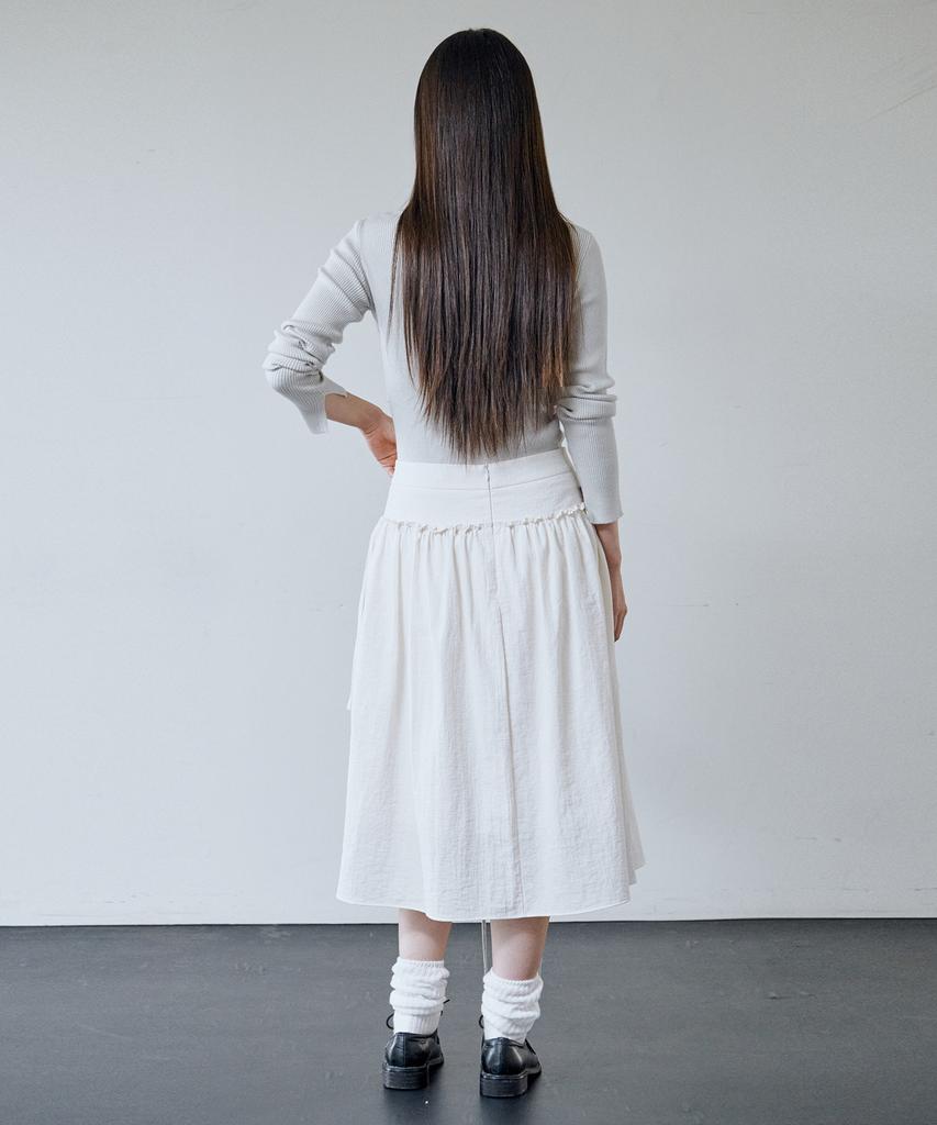 Awi Voluminous Shirred Skirt_White