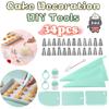 Butter Piping Bag Kit 34PCS Reusable Cake Decorator Nozzles and Scraper All in One DIY Baking Tools for Home Kitchen Parties
