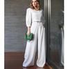 2024 Women's Fashion Two-Piece Set: Long-Sleeve Top & High-Waisted Wide-Leg Pants