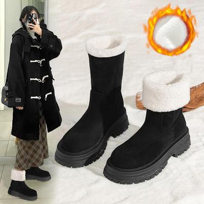 Женские длинные бархатные зимние сапоги ZHR Zeze, теплая обувь из хлопка в двух стилях, зимняя мода 2024 года, нескользящая конструкция.