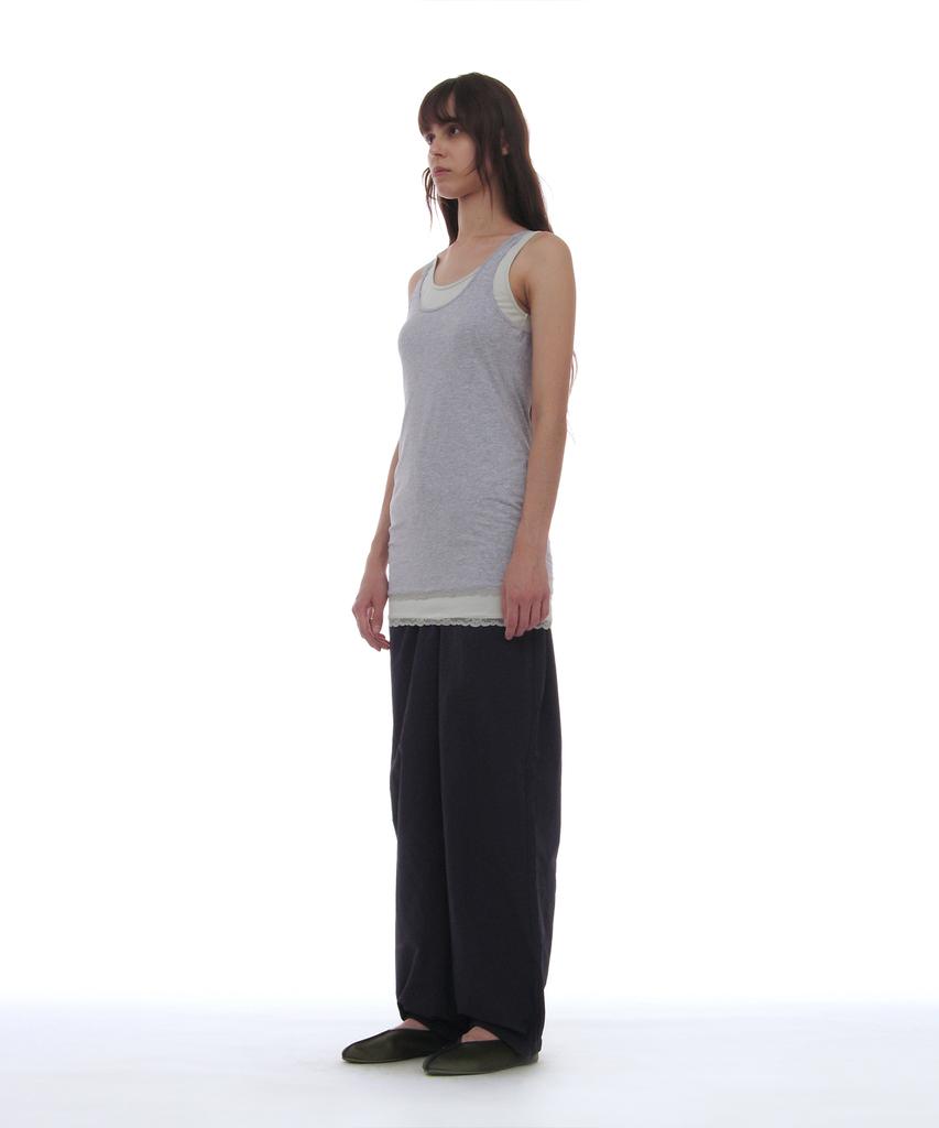 Partimento Woman Pwc Lace Trim Two-In-One Sleeveless Dress Top_Melange
