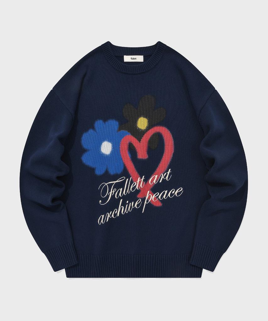 FALLETT Love Spray Long Sleeve Knit Navy