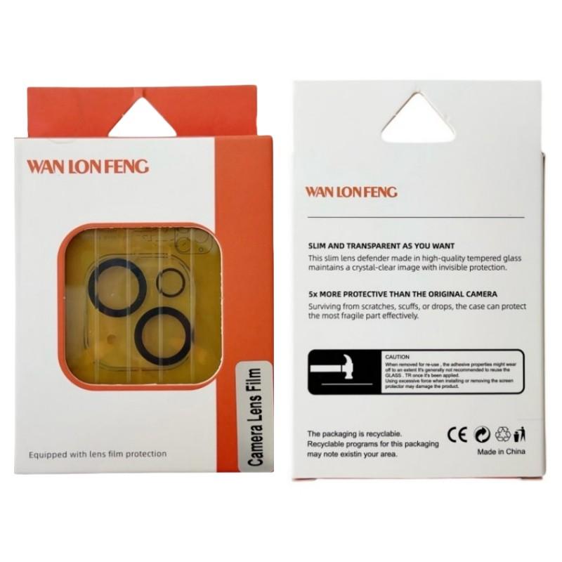 For iPhone 15 Pro/iPhone 15 Pro Max Camera Lens Protector WANLONFENG HD Clear Silk Printing Lens Film with Cleaning Cloth