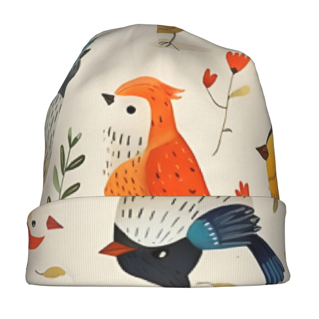 Bird Illustration Adult Knit Beanie with Style Fits Effortlessly into Seasonal Wardrobes and Pairs Well with Jackets or Casual Looks