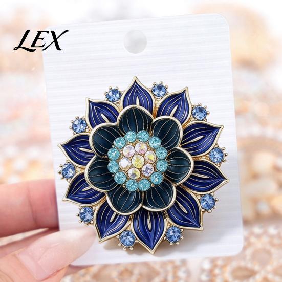 Rhinestone Embellished Pin Retro Flower Brooch Pin, Floral Lapel with Durable Metal Rhinestone, Clothing Jewelry Accessory for Women Girls
