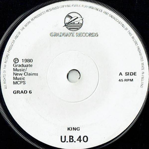 7-дюймовая пластинка UB40 King Food For Thought GRAD6 Запись выпускника 1980 года UK Reggae Ska Dub Б/у