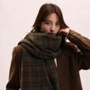 Retro Plaid Scarf Girls Winter Versatile Thickened Warm Long Shawl Dual-purpose Versatile Student Scarf