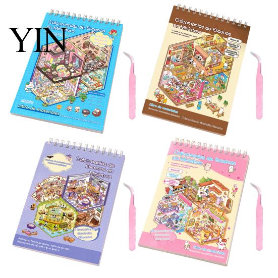 Educational Paper Crafts for Kids Spanish Miniature House Landscaping Stickers, Self-Adhesive DIY Scene Building Stickers Decals, Interactive Crafting