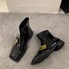 New Lacquer Leather Short Boots Women Four Seasons British Fashion Plush Comfort Boots Outdoor Walking Casual Shoes