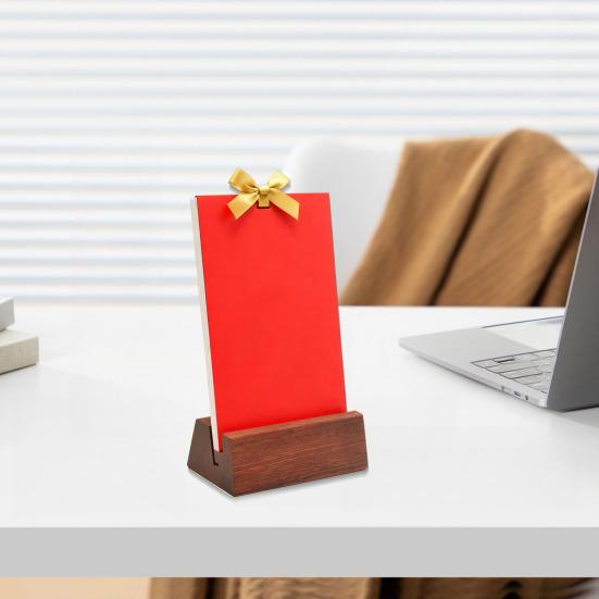 Wooden Place Card Holder Rustic Desk Calendar Wedding Banquet Restaurant Table Number Card Stand Photo Picture Display Base