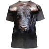 Летние футболки с 3D-принтом 'Бычьи бои' Streetwear Мужская мода Повседневные Оверсайз С круглым вырезом С коротким рукавом Футболки Топы Одежда