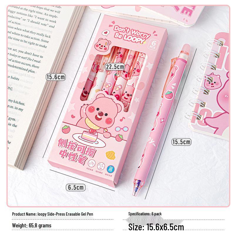 Капибара Стираемая гелевая ручка с губчатым рукавом - Нажимной механизм, Синие чернила