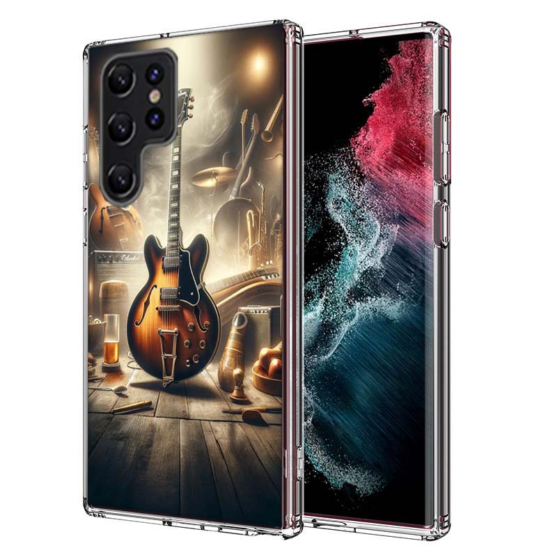 Retro rock Music Electric Guitar Phone Case For Samsung S25 Edge S24 FE Galaxy S21 S20 FE S23 S22 Ultra S10 Plus S10E Cover Clea