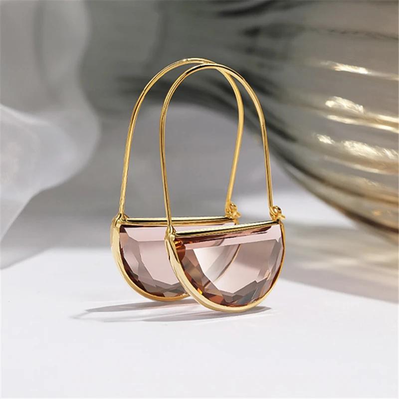 Серьги-подвески с разноцветными кристаллами в форме полукруга, индивидуальные преувеличенные прозрачные серьги-кольца