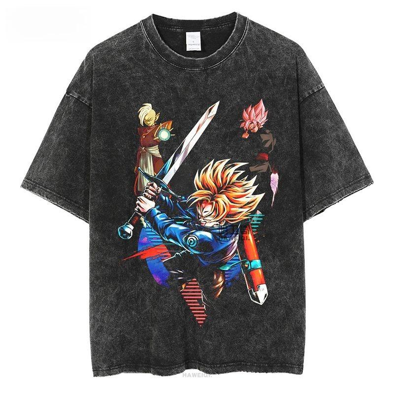 Мужская футболка Dragon Ball Retro из стираного хлопка, оверсайз, зеленая аура, принт Super Saiyan Broly, унисекс, короткий рукав